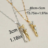 ✨ Elegant Couple Hug Heart Pendant Necklace – 18K Gold-Plated Romantic Jewelry Gift for Women 💖