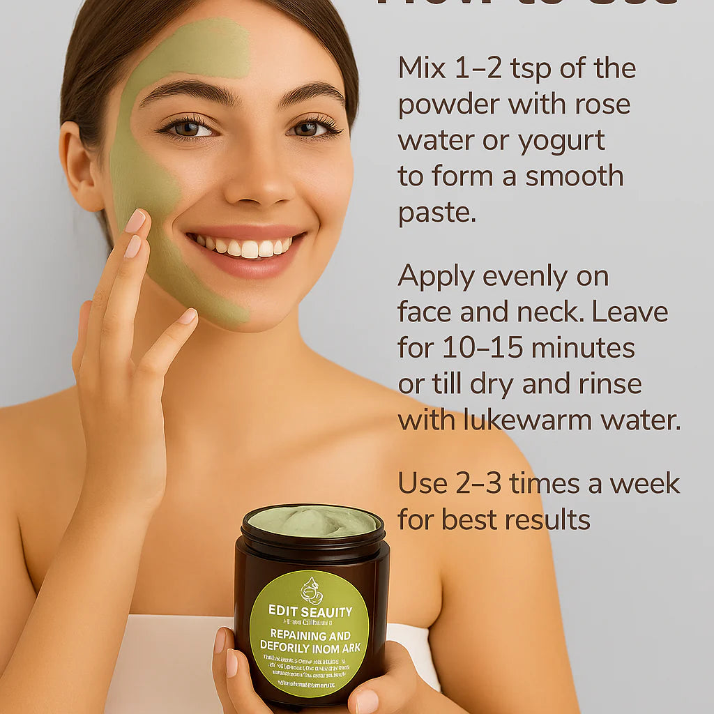﻿Edit Beauty - 100% Organic Moroccan Face Mask (100g) Made in UAE | Lab Tested | Acne-Free | Skin Detox | Natural Glow