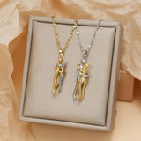 ✨ Elegant Couple Hug Heart Pendant Necklace – 18K Gold-Plated Romantic Jewelry Gift for Women 💖